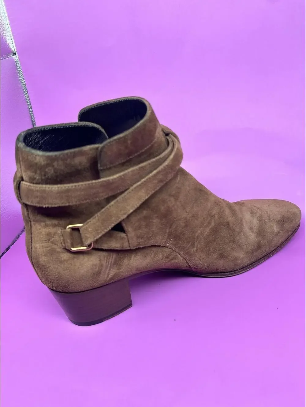 Saint Laurent Suede Wyatt Jodhpur Boots - Tobacco/Nut Suede - Picture 9 of 9